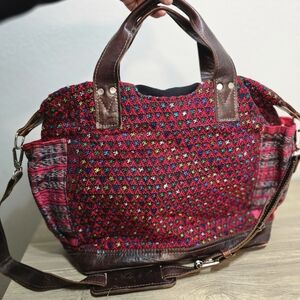 Nena & Co. Red and Brown Patterned Tote